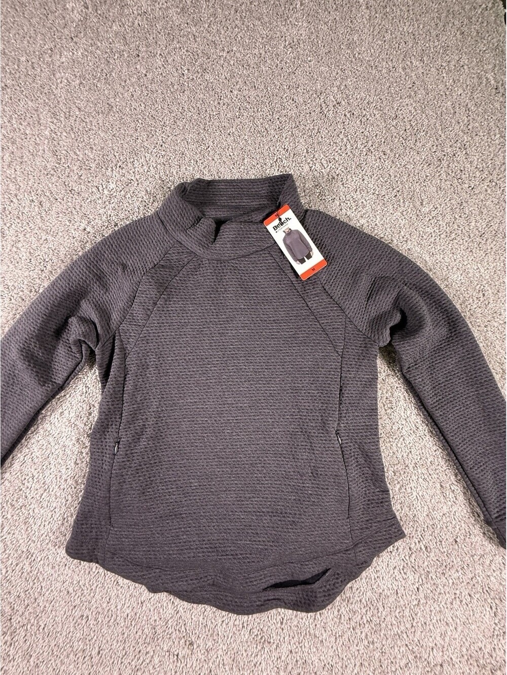 Bench Women's Funnel Neck With Pockets Pullover Top, Dark Gray, Size M